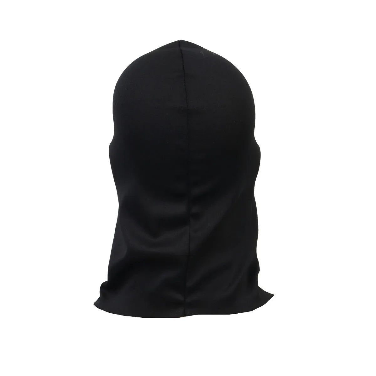 Black hooded garment on a white background