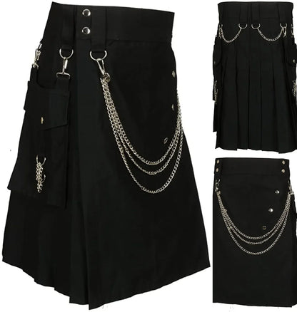 Black kilt with silver chains on a white background