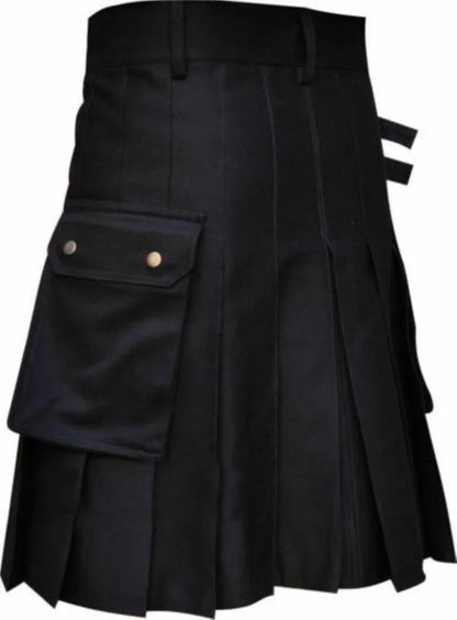 Black kilt with visible pleats on a white background