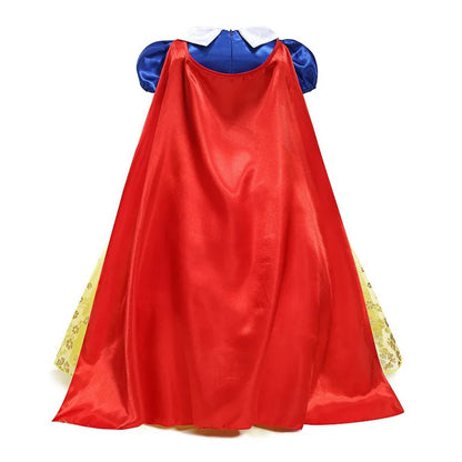 Red cape with blue top and yellow trim on a white background