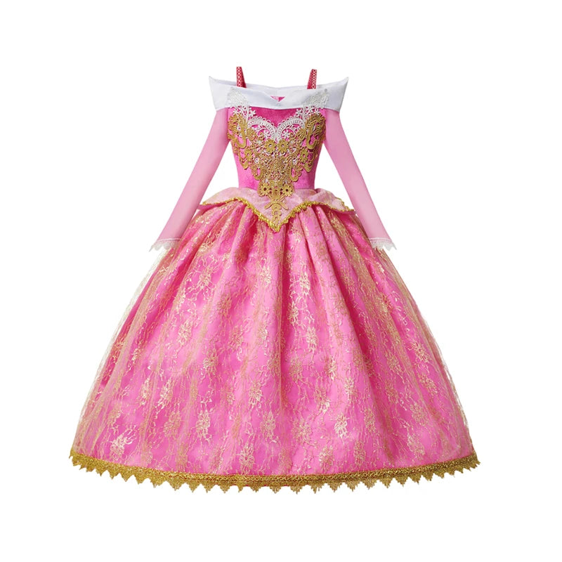 Pink and gold dress on a white background