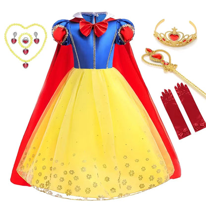Snow White costume with accessories on a white background