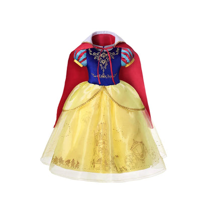 Children's dress with red cape and yellow skirt on a white background