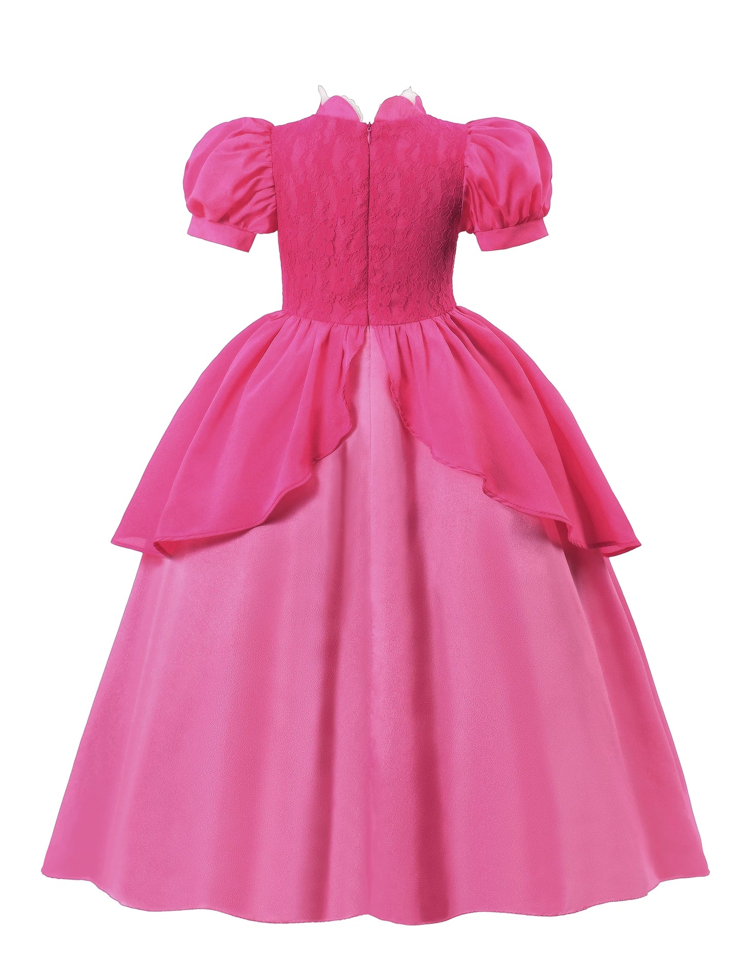 Pink dress with puff sleeves on a white background