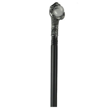Decorative walking cane with ornate handle on a white background