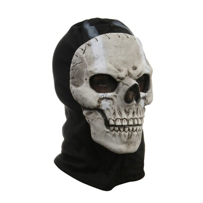 Skull mask with black hood on a white background