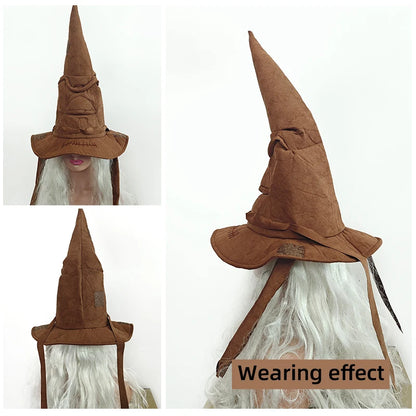 Brown pointed hat with a wearing effect on a white background